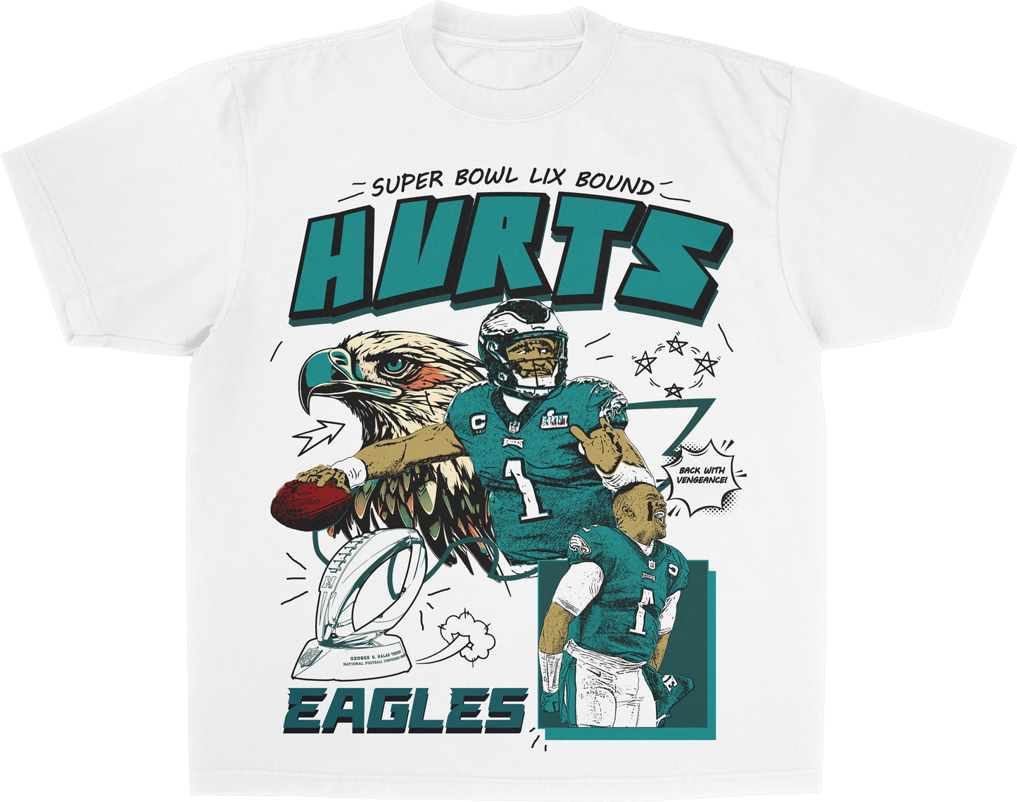 Jalen Hurts Comic Style Tee